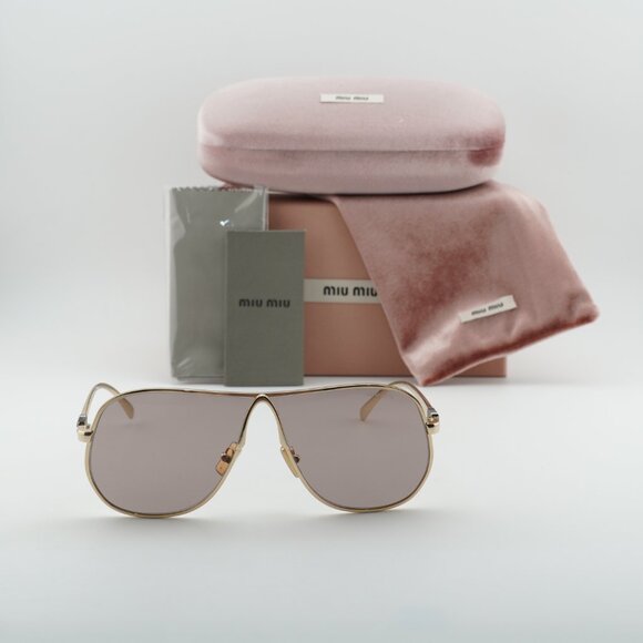 Miu Miu MUA56S 5AK20I Geometric Sunglasses – Gold/Purple Brown main image 6